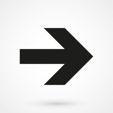 Ok ucu sağ simge vektör beyaz arka plan üzerinde siyah