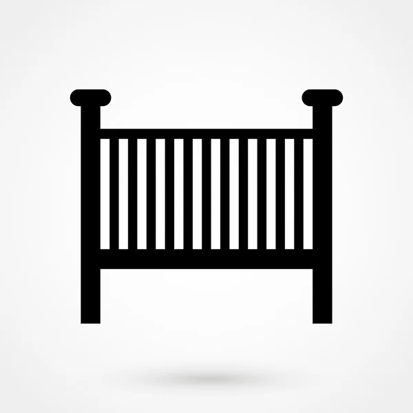 Icono de la cama de los niños vector negro sobre fondo blanco — Vector de stock