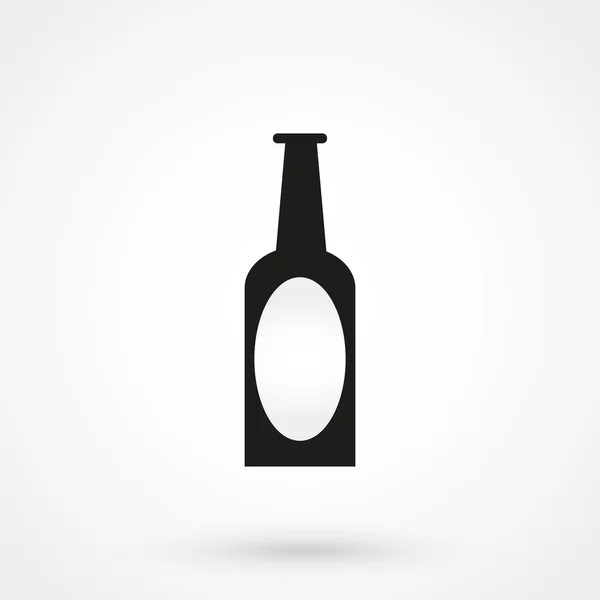 Bierfles Icon vector zwart op witte achtergrond — Stockvector