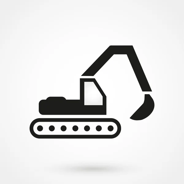 Excavator icon vector black on white background — Stock Vector