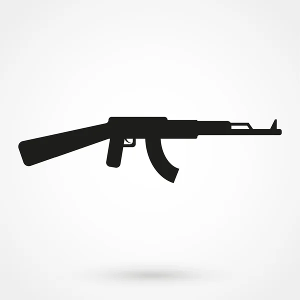 makineli tüfek simge vektör beyaz arka plan üzerinde siyah