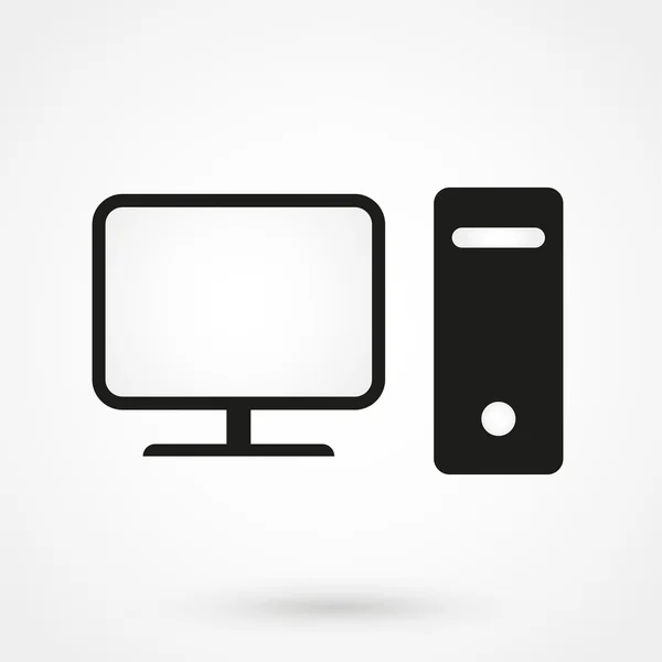 Computer icon vector black on white background — Stock Vector