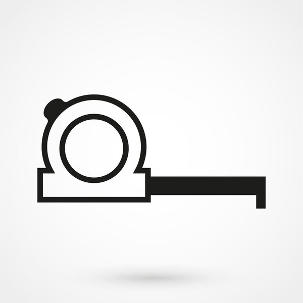 построение черного вектора значка рулетки на белом фоне
