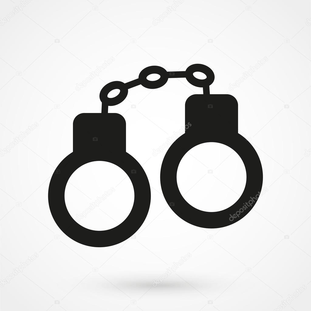 Handcuffs icon vector black on white background in simple style
