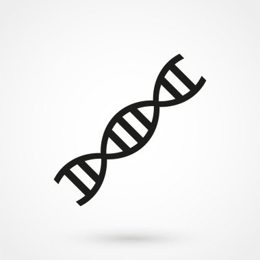 Beyaz arka planda düz stil DNA simgesi. Basit vektör