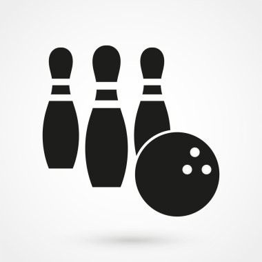 Beyaz arka planda düz stil bowling simgesi. Basit vektör
