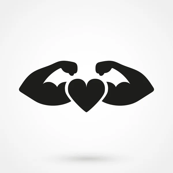 Erős szív ikonra lapos stílusú fehér háttér. Egyszerű vektorgrafikus — Stock Vector