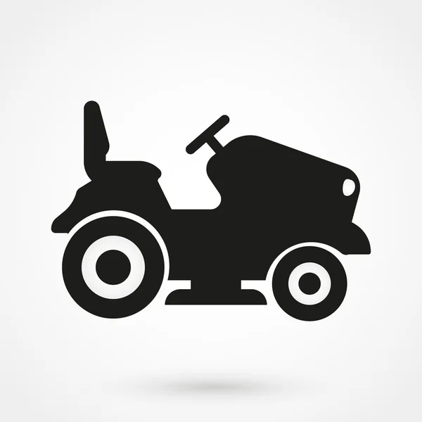 Icono del tractor de césped sobre fondo blanco en estilo plano. Vector simple — Vector de stock