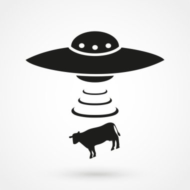 Düz tarzda beyaz arka plan üzerinde Ufo simgesi. Basit vektör çizimi