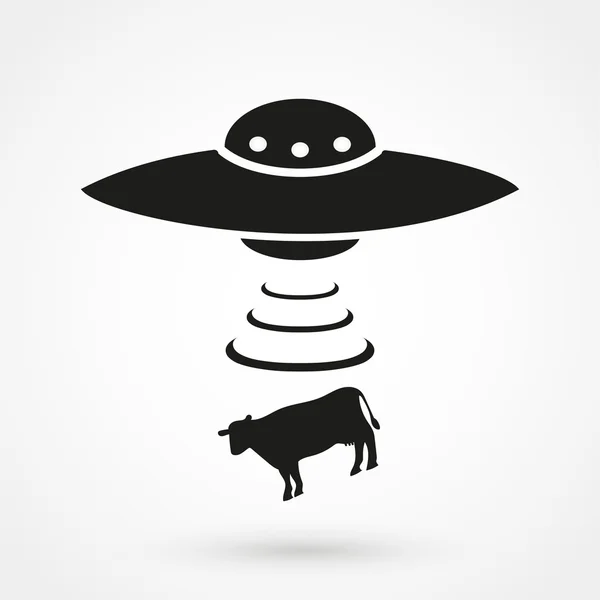 Είδωλο UFO σε λευκό φόντο σε επίπεδη στυλ. Απλή απεικόνιση διανυσματικών φορέων — Διανυσματικό Αρχείο