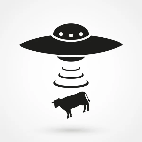 Düz tarzda beyaz arka plan üzerinde Ufo simgesi. Basit vektör çizimi