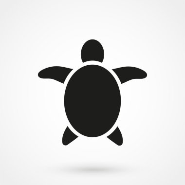 düz tarzda beyaz arka plan üzerinde deniz kaplumbağası simgesi. Basit vektör çizimi