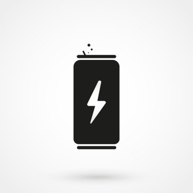 düz tarzda beyaz arka plan üzerinde enerji içeceği simgesi. Basit vektör çizimi