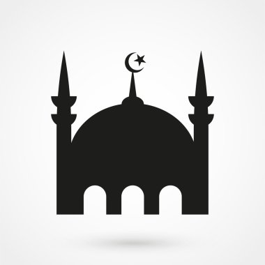 Beyaz arka planda düz stil cami simgesi. Basit vektör çizim