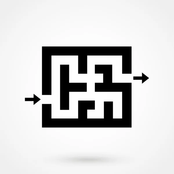 Fekete labirintus ikon árnyékkal. szürke, stílusos háttérrel izolált. trendi modern logo design vektor illusztráció — Stock Vector