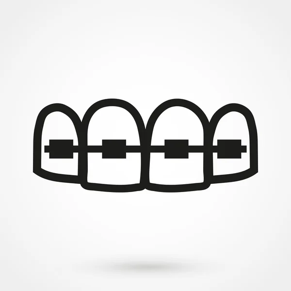 Zahn mit Zahnspange Symbol auf weißem Hintergrund in flachem Stil. einfache Vektorillustration — Stockvektor