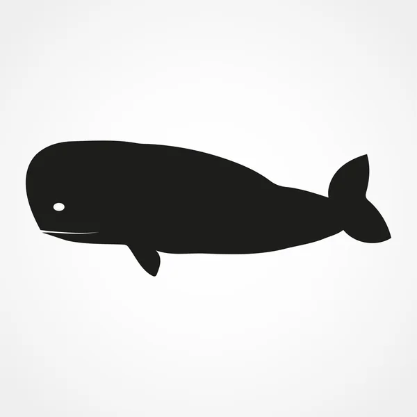 Icono de ballena sobre fondo blanco en estilo plano. Ilustración simple vector — Vector de stock