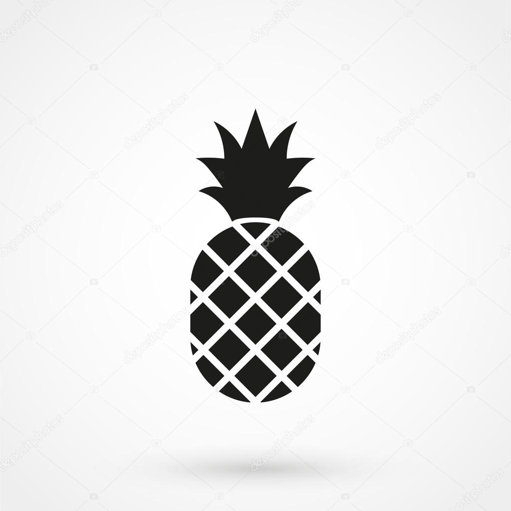 pineapple symbol Symbol Vektor weißem Ananas in Einfachen flachen Stil. Grund auf