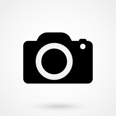Beyaz bir arka plan üzerinde kamera simgesi. basit vektör çizim
