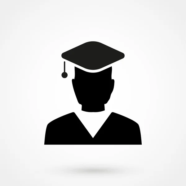 Icono de estudiante graduado en un fondo blanco. ilustración simple vector — Vector de stock