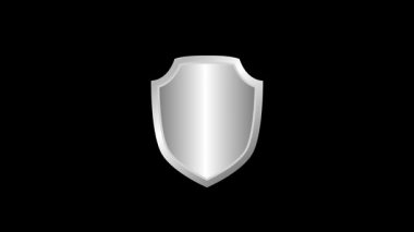 2D dönüşümlü gümüş kalkan. Parlak kalkan demiri