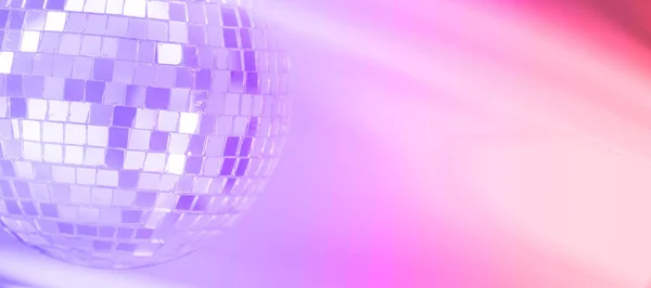 mirror ball with colorful gradient background. night disco. night club poster. purple, pink. High quality photo