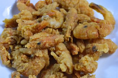 deep fried prawn in thai style on plate