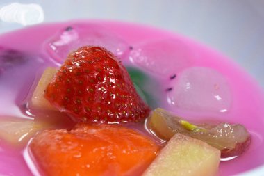 strawberry dessert in a white bowl