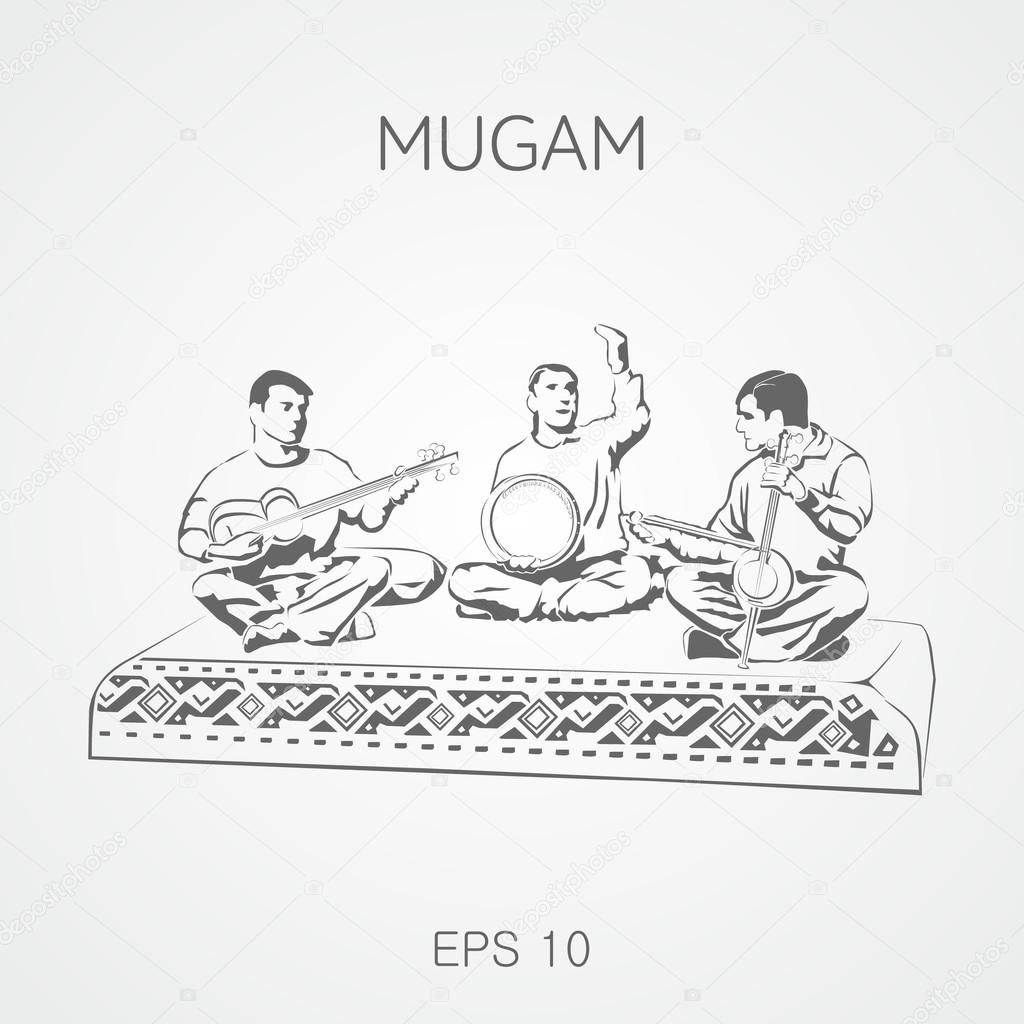 Folk musical compositions from Azerbaijan. Mugam. Mugham. Trio.