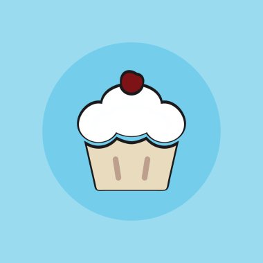 Kiraz kek, vektör işareti illüstrasyon simge. 