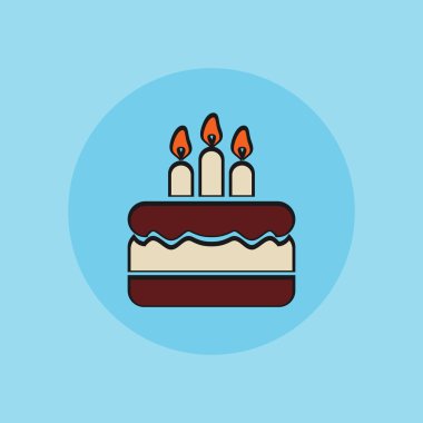 Doğum günü pastası, vektör işareti illüstrasyon simge. 