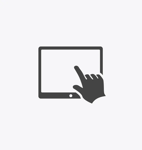 Finger touching tablet screen. — Stock Vector
