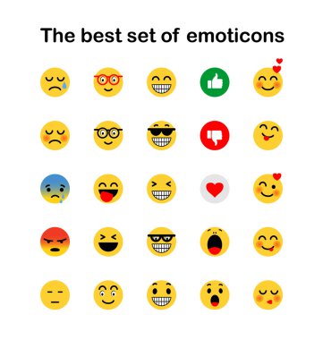 İfadeler kümesi. Emoji kümesi. Gülücük simgeleri.  