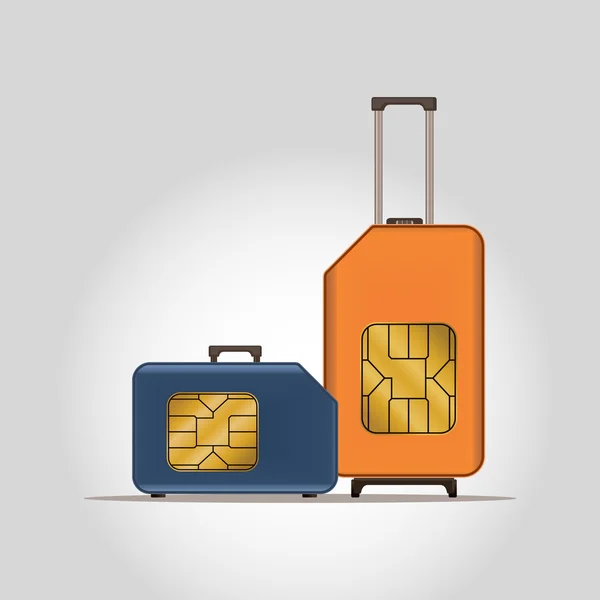 Reis Sim vectorillustratie. Roaming. Bagage. — Stockvector