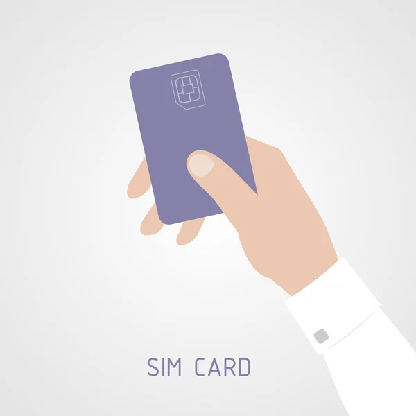 손을 들고 Sim 카드입니다. Sim 카드 아이콘 평면 스타일. — 스톡 벡터