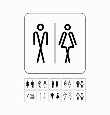Tuvalet kapı/duvar tabağı. Özgün Wc Icons set.