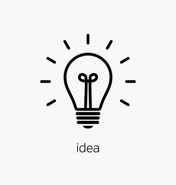 Fikir kavramı ile vektör ampul simgesi. Beyin fırtınası.