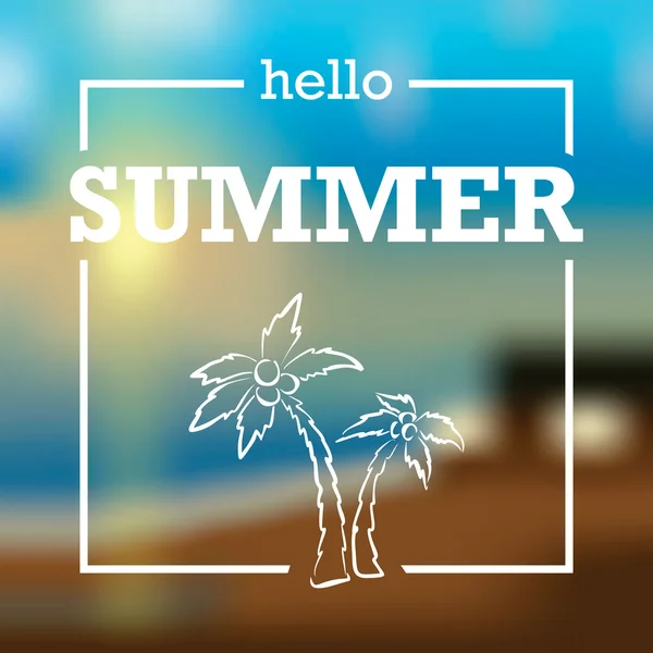 Summer card on blurred background. — Stock Vector
