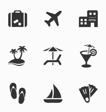 Tatil Icons set. Seyahat işaretleri.