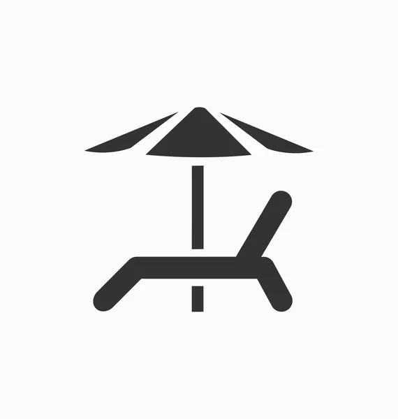 Chaise de plage avec parapluie icône vecteur — Image vectorielle
