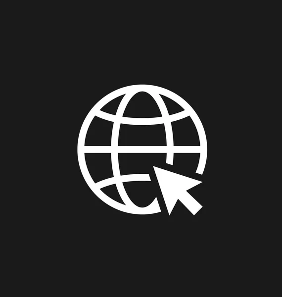 Ga naar het pictogram internet web / sign in vlakke stijl geïsoleerd. Earth globe symbool — Stockvector