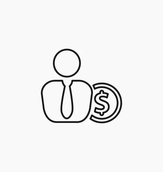 Dollar symbool munt achter de zakenman-pictogram — Stockvector