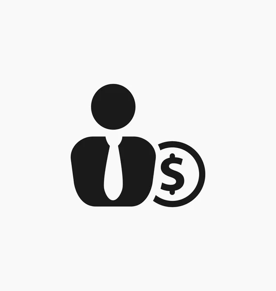 Dollar symbool munt achter de zakenman-pictogram — Stockvector