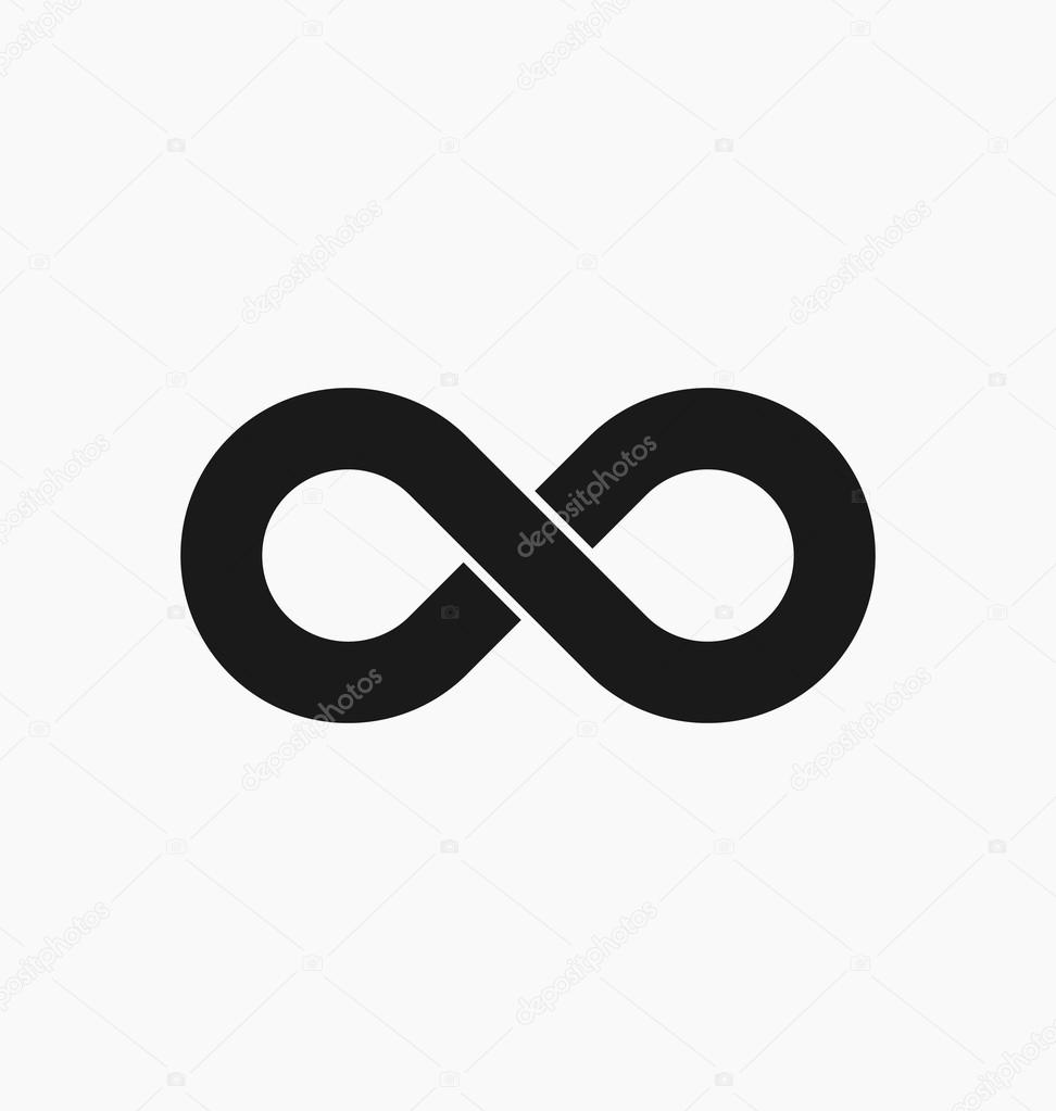 Black infinity symbol icon. Concept of infinite, limitless and endless.  Simple flat vector design element. Stock Vector