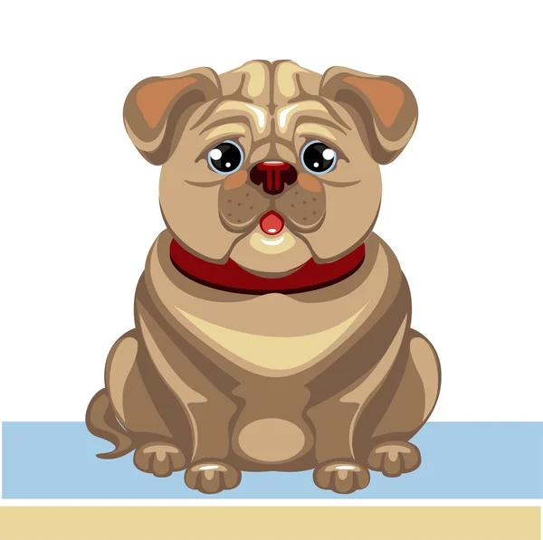 Vektorové ilustrace a pug psa v červené límeček bez zázemí — Stockový vektor