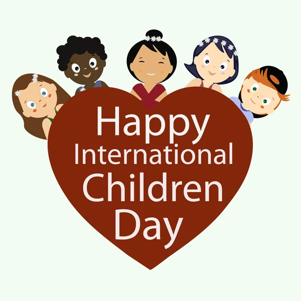 International children's Day vectorillustratie. Gelukkig International Children's Day. Een feest voor alle kinderen op de planeet voorraad vector — Stockvector