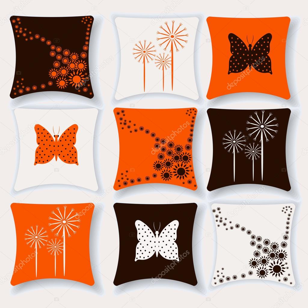 Set van kussens voor interieur vectorillustratie. Kussen geïsoleerd ... Set van kussens voor interieur vectorillustratie. Kussen geïsoleerd ...