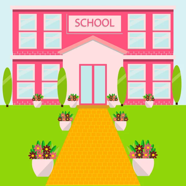 Σχολικό κτίριο διανυσματικά εικονογράφηση. Σχολείο, εκπαιδευτικό ίδρυμα. Επίπεδη στυλ — Διανυσματικό Αρχείο