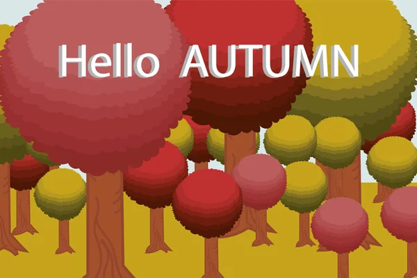 Antecedentes otoño bosque vector ilustración. Hola otoño. Árboles de otoño — Vector de stock