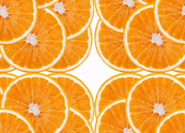 Сочный Оранжевый Фруктовый Узор Белом Фоне Красочные Свежие Обои Цитрусовых — стоковое фото